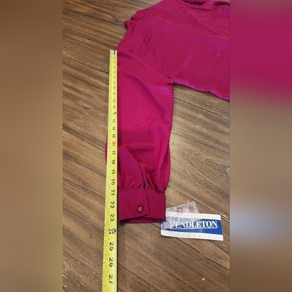 Pendleton classic chiffon style pleated maroonlong sleeve button down blouse 14 - Picture 11 of 16